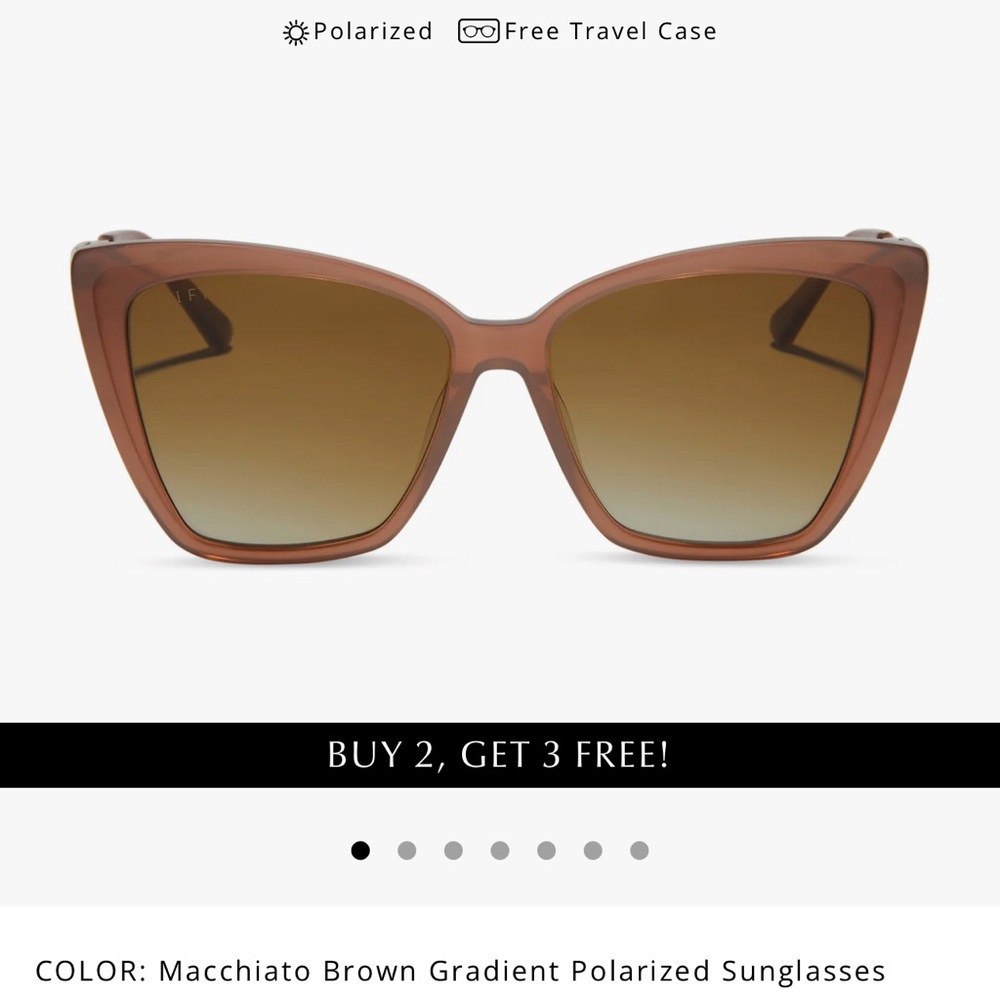 Diff Becky2 sunglasses Light neatral brown/grey Sunglasses with Black Case - Picture 6 of 8